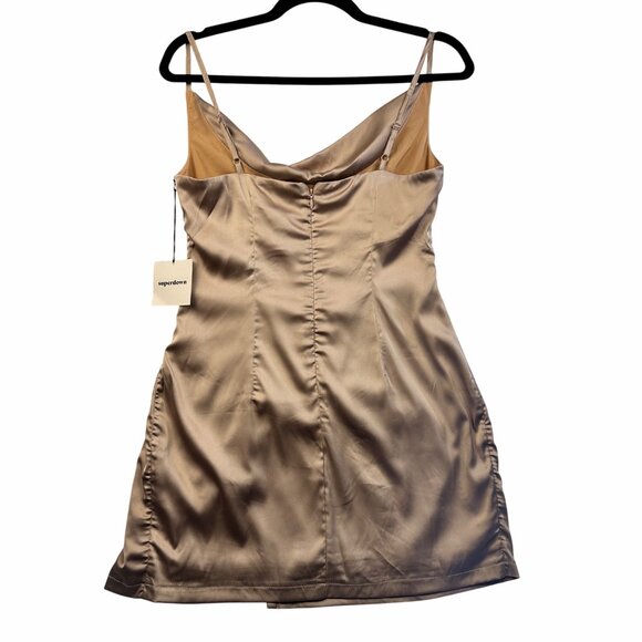 KLEID KATHERINE SUPERDOWN Satin Drape Lace Mini Dress Revolver Nude Size S PARTY - Picture 7 of 16